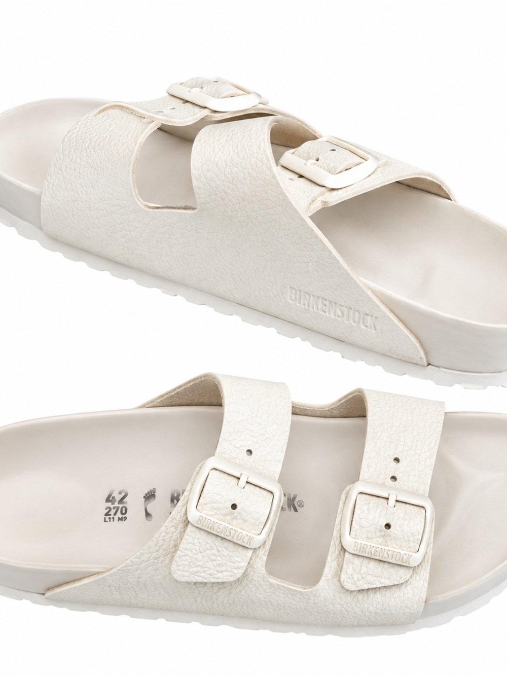 Birkenstock Two-Buckle Slide Sandal in Soft White